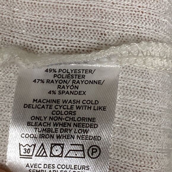 Loft Off White Cream Crew Neck Ribbed Oversized Tunic Top Size Small - Picture 7 of 8